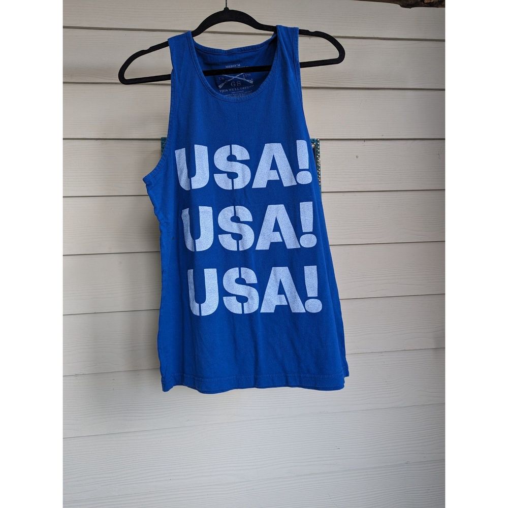 Grunt Style Mens Medium blue Graphic USA tank top